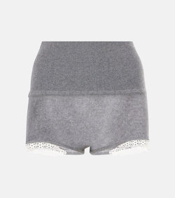 Magda Butrym Lace-trimmed high-rise cashmere shorts