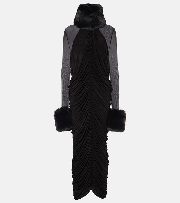 Magda Butrym Faux fur-trimmed midi dress