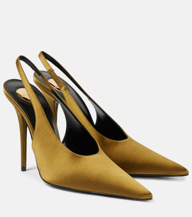 Saint Laurent L'Entracte 110 satin crêpe slingback pumps