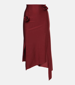 Coperni Floral-appliqué asymmetric midi skirt