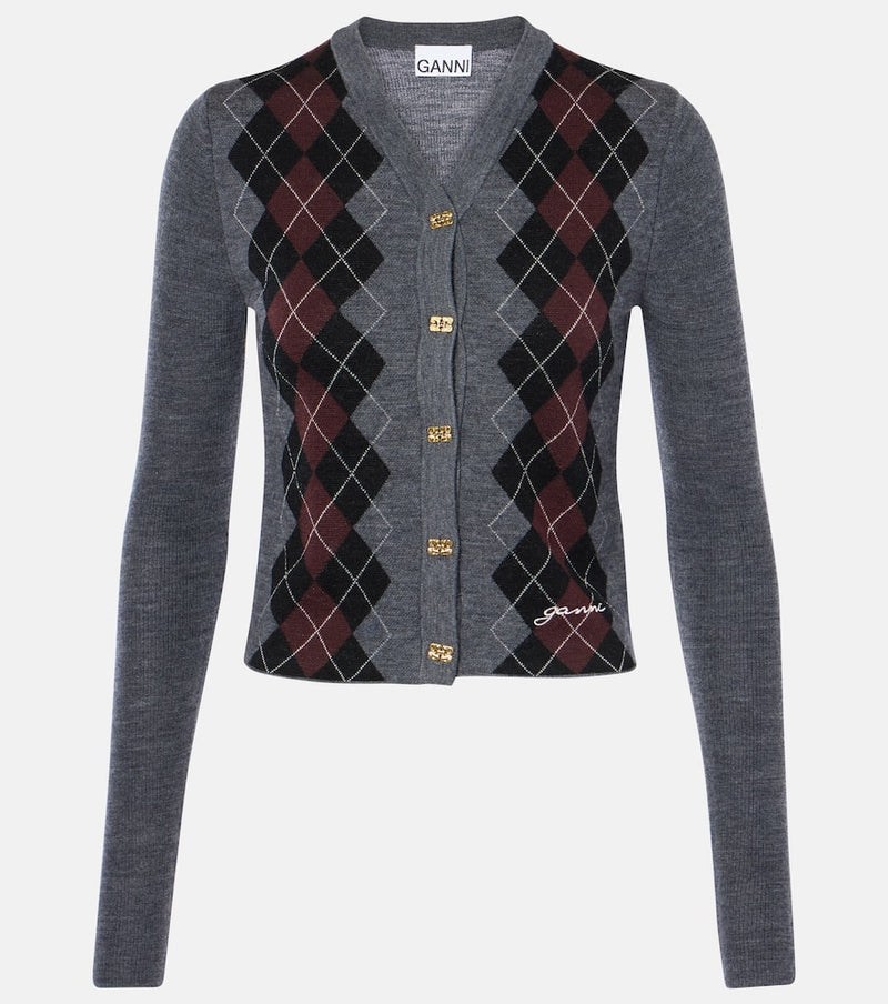 Ganni Argyle wool cardigan