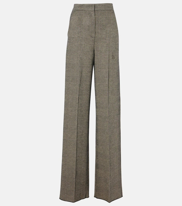 Max Mara Cognac houndstooth wool-blend straight pants