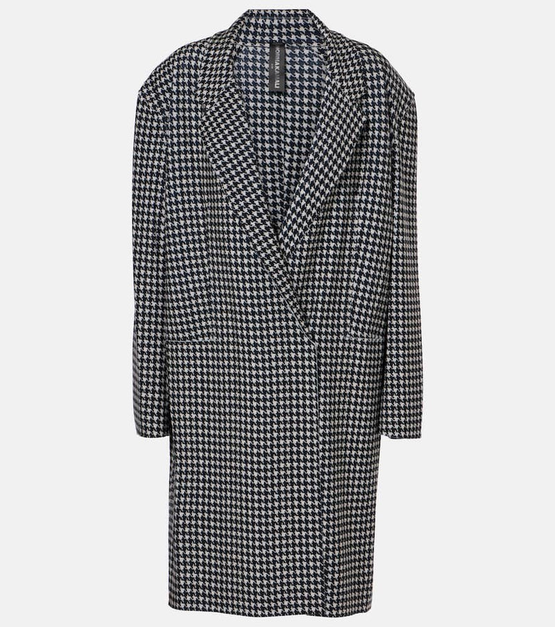 Norma Kamali Double-breasted houndstooth coat