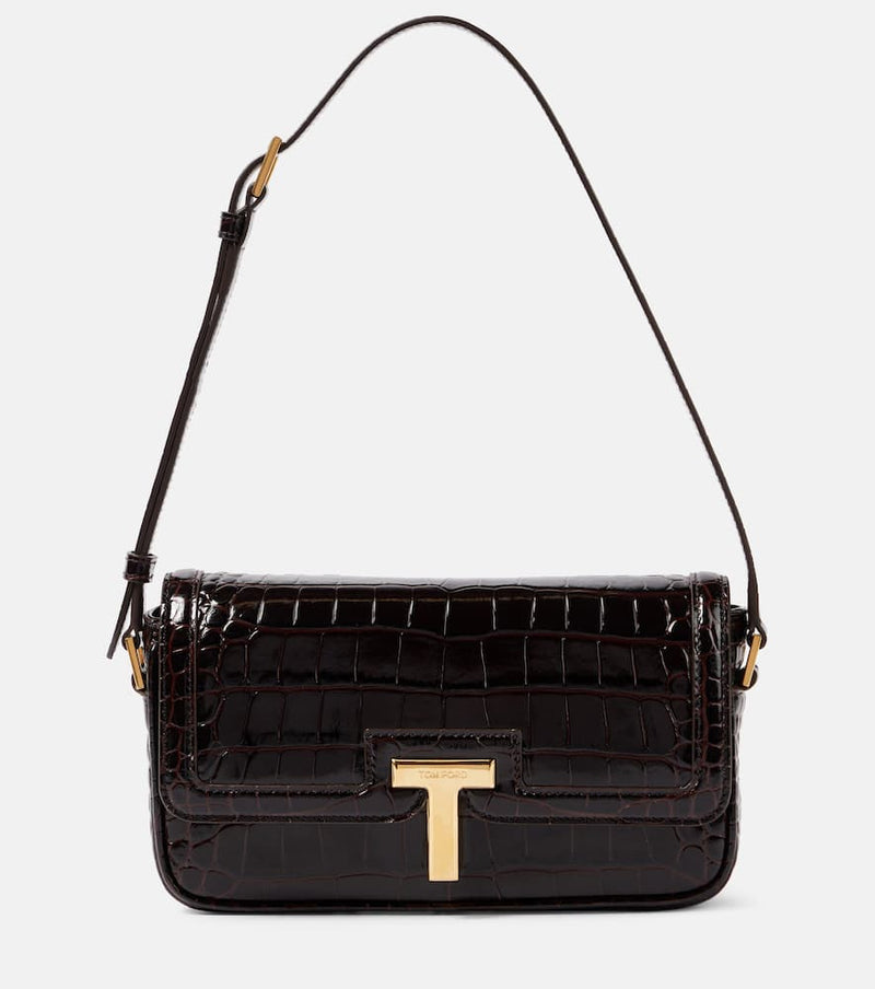 Tom Ford Wallis Small croc-effect patent leather shoulder bag