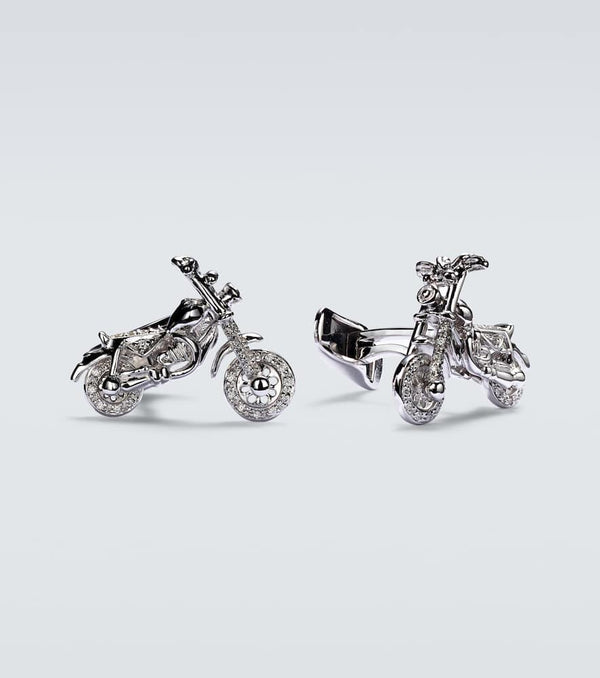 Sydney Evan Motorcycle white gold cuff links with diamonds