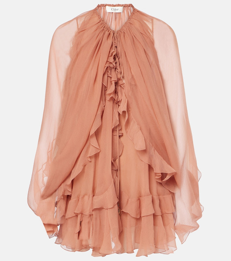 Chloe Ruffled silk muslin cape