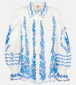 Farm Rio Blue Yard cotton blouse