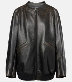 The Row Kengia leather bomber jacket