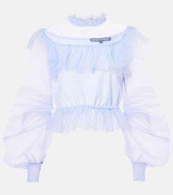 Susan Fang Ruffled puff-sleeve organza top