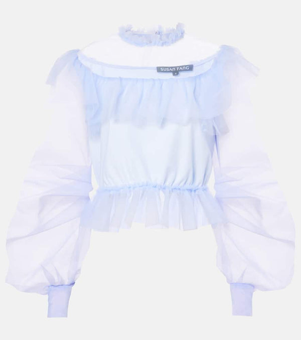 Susan Fang Ruffled puff-sleeve organza top