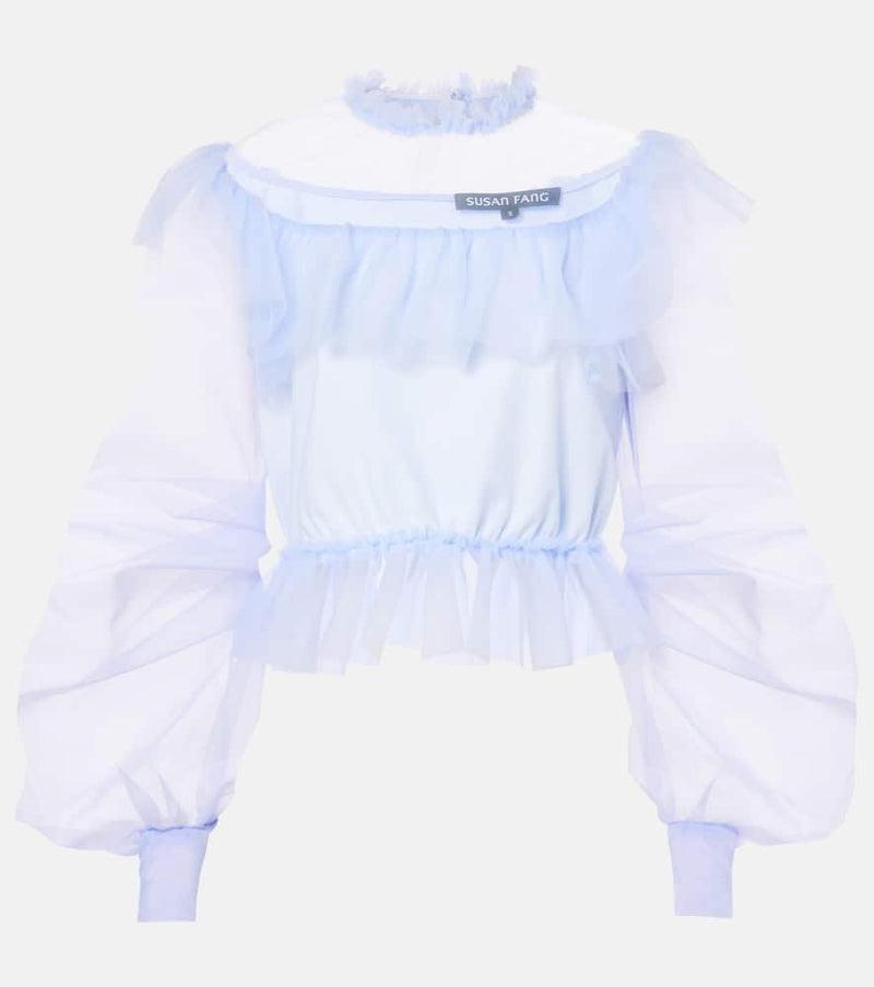 Susan Fang Ruffled puff-sleeve organza top