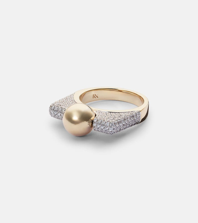 Rainbow K Ball 14kt gold ring with diamonds