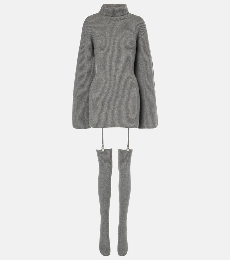 Aya Muse Cursa turtleneck cashmere minidress with socks