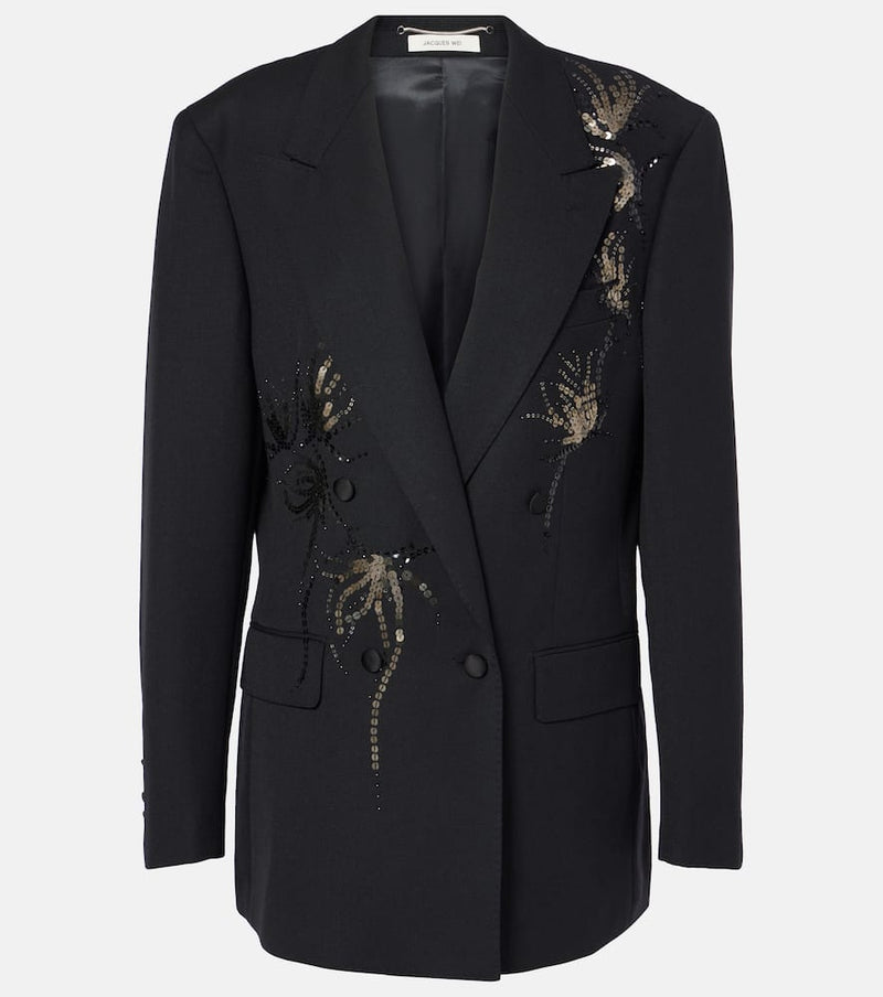 Jacques Wei Double-breasted sequined wool blazer