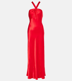 Rixo Losanna halterneck satin gown