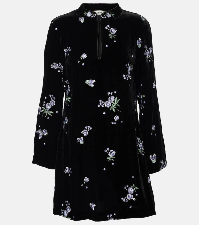 Rixo Calla embroidered velvet minidress