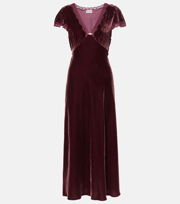 Rixo Clarice lace-trimmed velvet midi dress