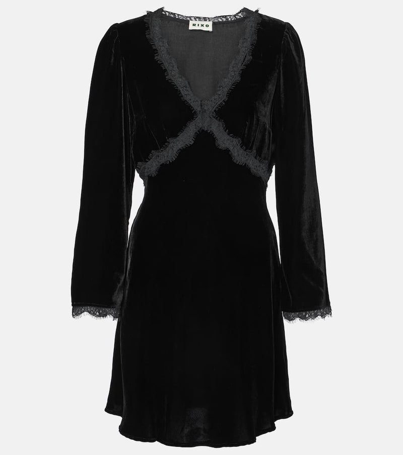 Rixo Macie lace-trimmed velvet minidress