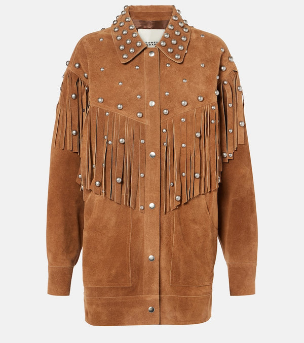 Isabel Marant Fenzy embellished fringed suede jacket