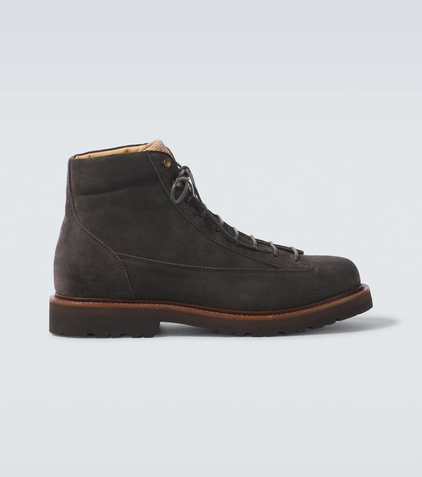 Brunello Cucinelli Suede and corduroy lace-up boots