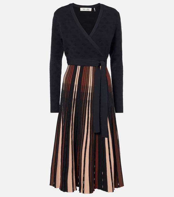 Diane von Furstenberg Ollie knitted plissé wrap dress