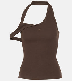 Courrèges Deconstructed cotton-blend tank top