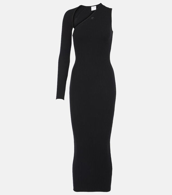 Courrèges Asymmetric ribbed-knit midi dress