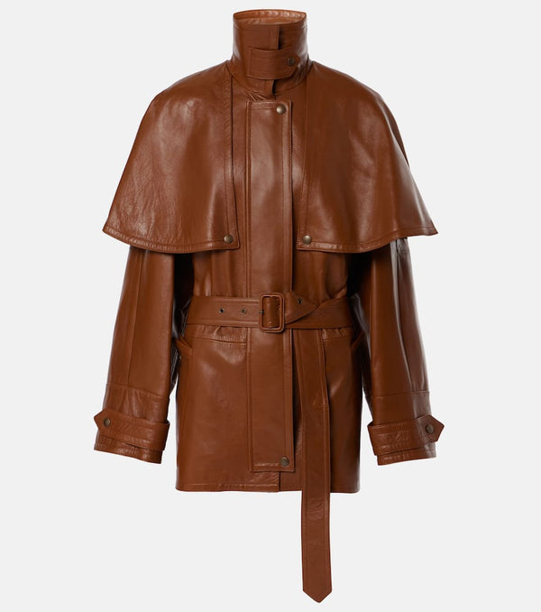 Chloé Caped cropped leather trench coat