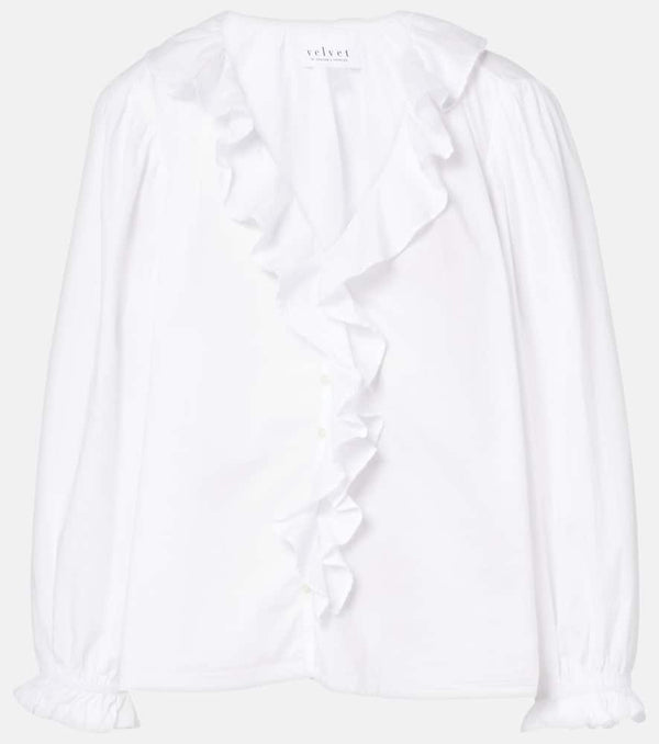 Velvet Cinthia ruffled cotton poplin blouse