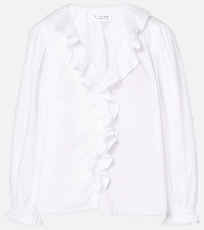 Velvet Cinthia ruffled cotton poplin blouse