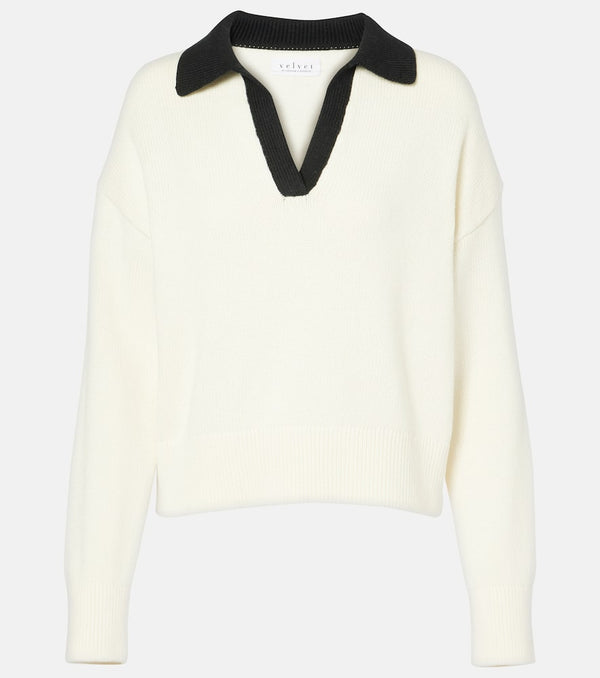 Velvet Lucie cotton and cashmere polo sweater