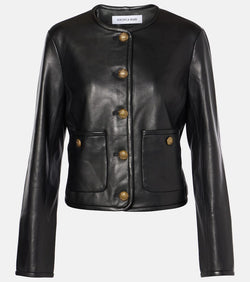 Veronica Beard Andrea cropped leather jacket