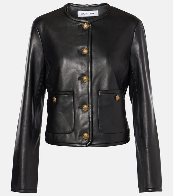 Veronica Beard Andrea cropped leather jacket