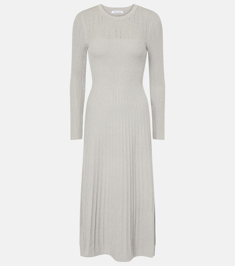 Veronica Beard Nami knitted lamé midi dress