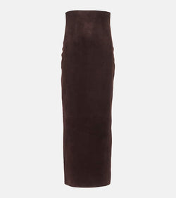 Khaite Loxley suede pencil skirt