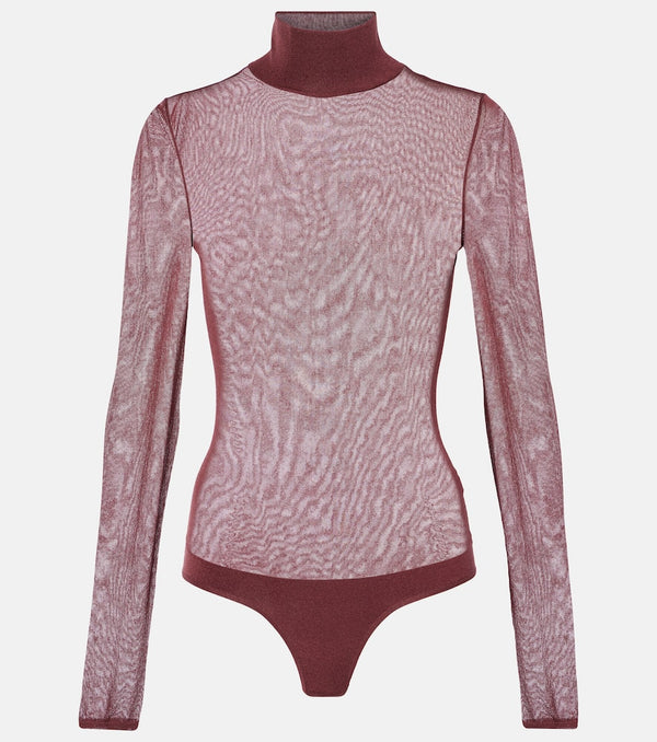 Khaite Tallin turtleneck sheer mesh bodysuit