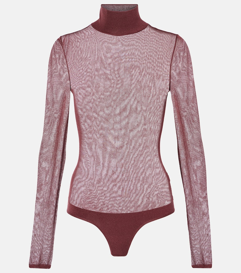 Khaite Tallin turtleneck sheer mesh bodysuit