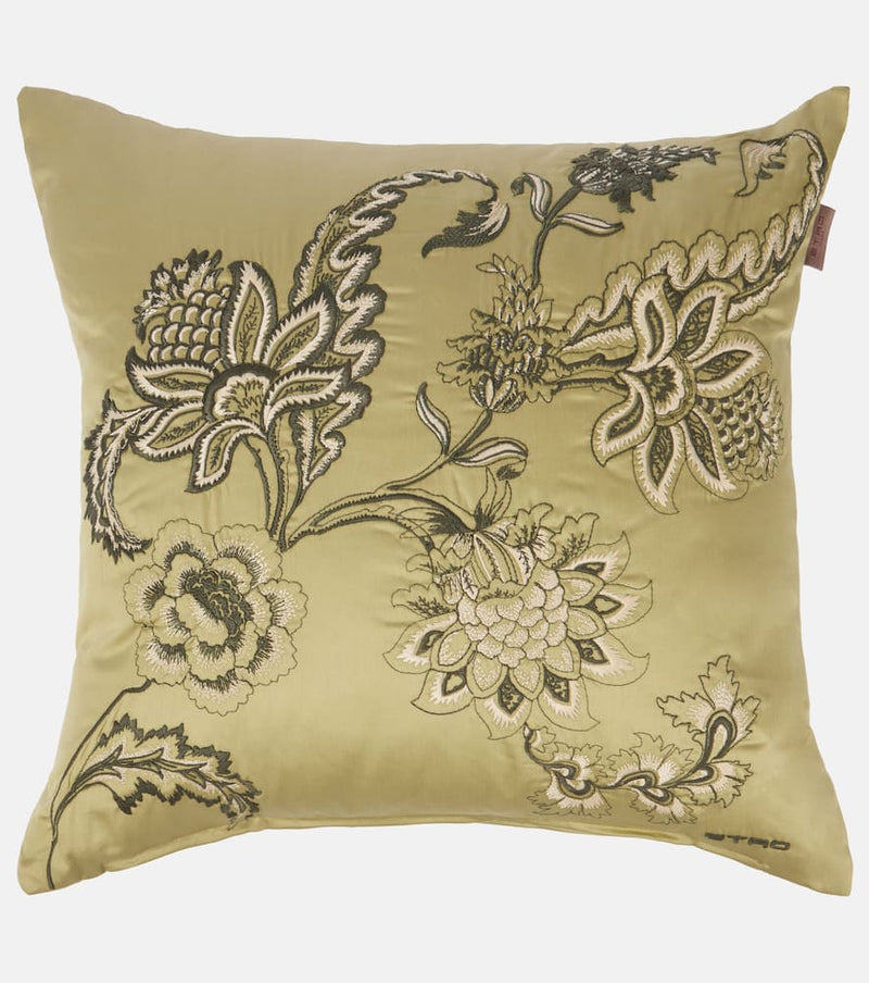 Etro Embroidered cotton satin cushion