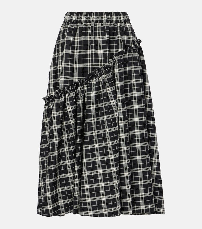 Noir Kei Ninomiya Checked wool gabardine midi skirt