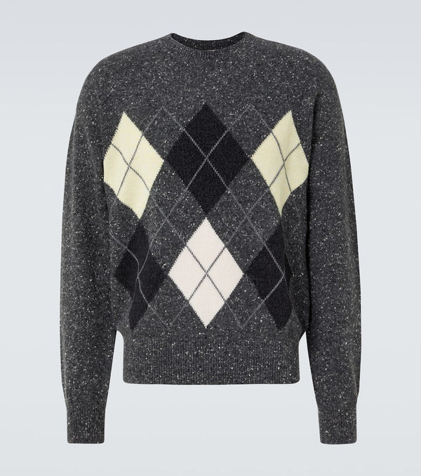 The Row Pincer argyle cashmere tweed sweater