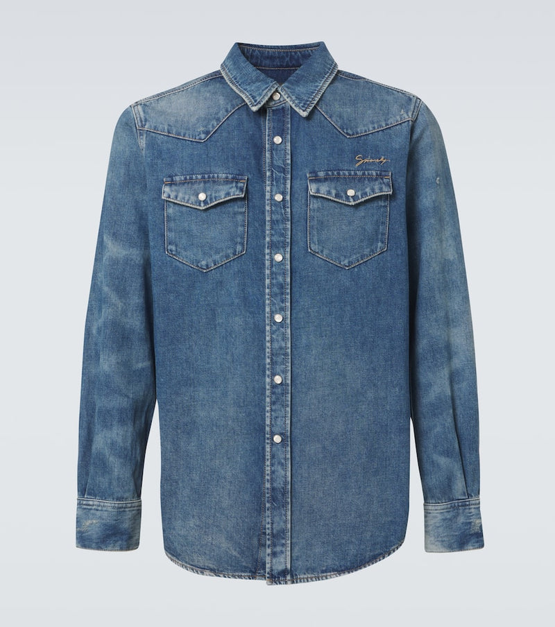 Givenchy Logo embroidered denim shirt