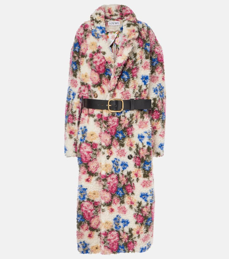 Loewe Belted floral teddy coat