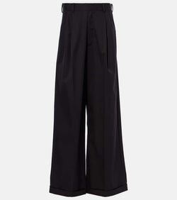 Loewe Pleated cotton and silk wide-leg pants