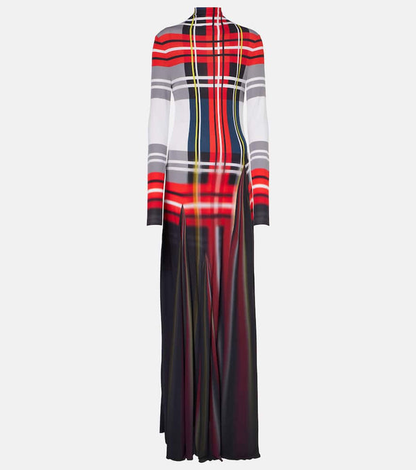 Loewe Tartan pleated crêpe jersey gown