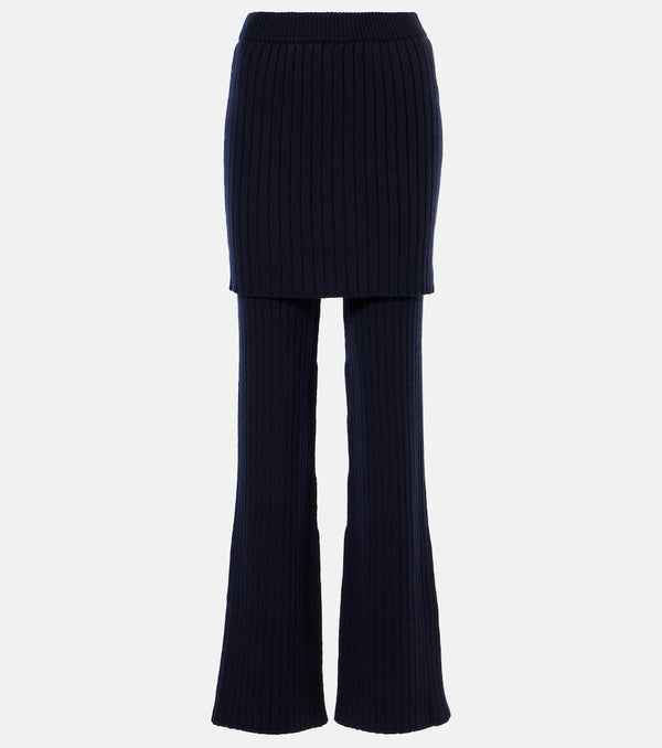 Loewe Ribbed-knit wool flared pants