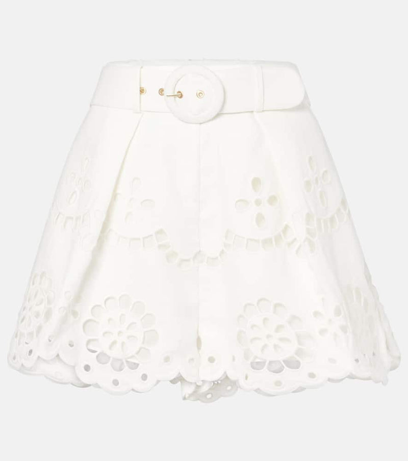 Zimmermann Pop embroidered linen shorts