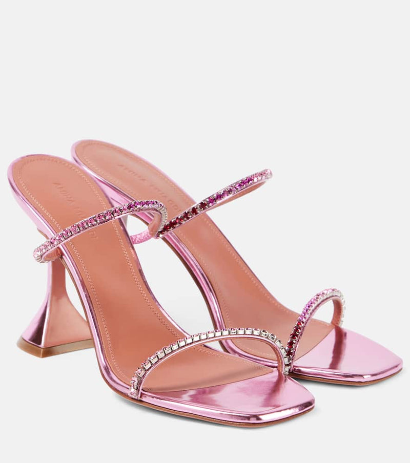 Amina Muaddi Gilda 95 embellished leather sandals