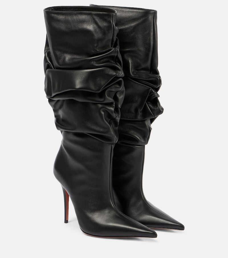 Amina Muaddi Anok 105 leather over-the-knee boots