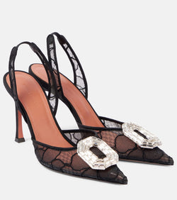 Amina Muaddi Camelia 90 lace slingback pumps