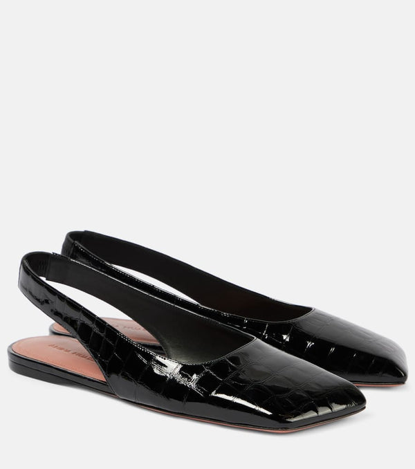 Amina Muaddi Ane patent leather slingback flats